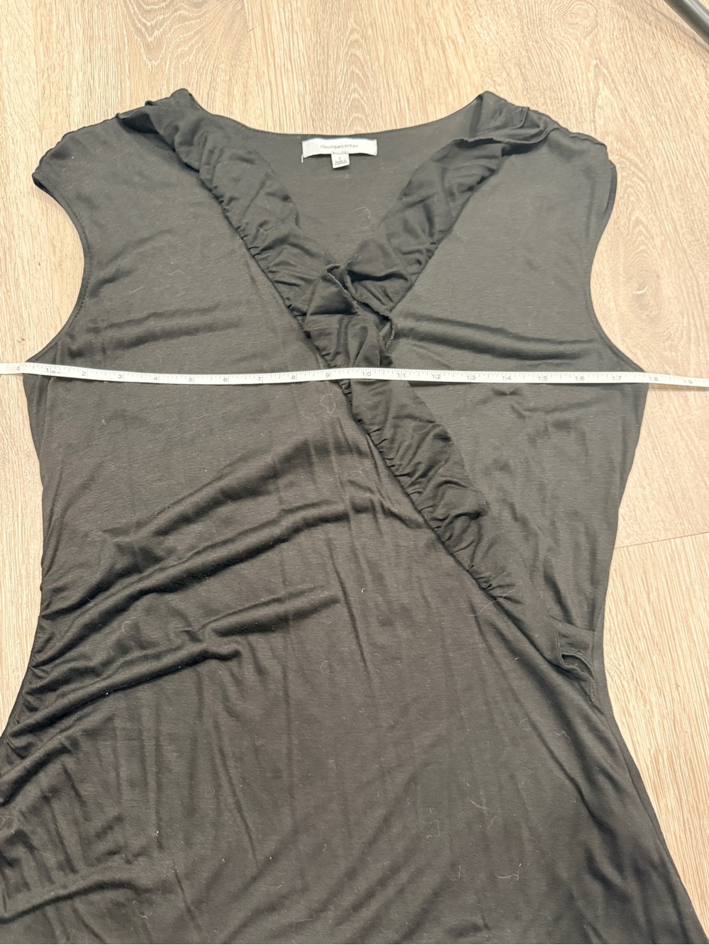 Classiques Entier Women’s Black Ruffle-Trim Sleeveless Drape Camisole Size L - Picture 4 of 10